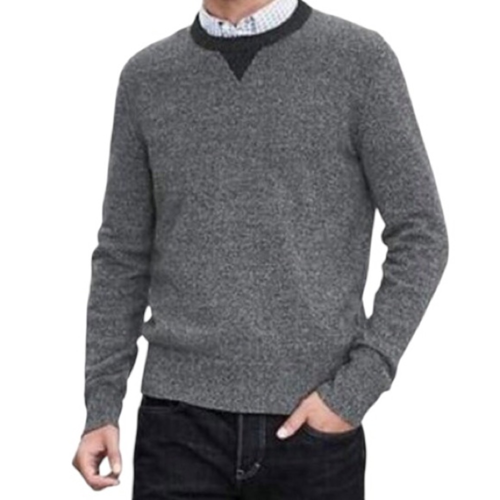 BANANA REPUBLIC Mens Filpucci Gray Wool Crewneck Sweater Sz. Medium Italian Yarn